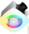Bathroom Exhaust Fan With Bluetooth Speaker And Light, 110 CFM Quiet 1.0 Sone Shower Vent, 24W LED RGB lighting with remote
