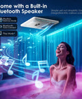 Bathroom Exhaust Fan With Bluetooth Speaker And Heater By BSEED installed in a bathroom, showcasing music functionality and lighting.