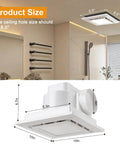 Whisper Quiet 10 Inch Bathroom Exhaust Fan With 6500K Fixed LED Light, 1.0 Sone, 145 CFM, 1500 Lumens, ceiling mount size guide