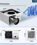 Quiet 110 CFM Bathroom Exhaust Fan With 1.0 Sones For Low Noise Bathroom Ventilation Ceiling Mounted No Attic Access Needed Easy Install 4 Inch Duct ETL And FCC Certified Amico dimensions