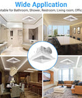 Quiet Bathroom Exhaust Fan With 90 CFM And 0.95 Sones For Fast Moisture Removal, 25W 110V Ceiling Mount, Square Ventilation, 4 Inch Duct