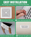 White 9x9 Inch Bathroom Exhaust Fan Cover With Spring Square Ceiling Or Wall Mount Vent Hood Air Diffuser Grille Diverter Vent Replacement