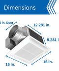 Dimensions diagram of Whisper Quiet 290 CFM Ceiling Bathroom Exhaust Fan For Ultra Silent Ventilation Energy Star Certified Durable Double Tapered Wheel In Ceiling Mount Panasonic FV 30VQ3 With Installation Kit FV NLF06G showing side view with measurements.