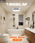 Modern bathroom with 4 In 1 Bathroom Exhaust Fan With Heater Orabriz 1100W 2200W Dual Heating 220 CFM Quiet Ceiling Mount LED Light