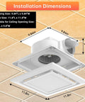 High-Performance Bathroom Exhaust Fan With Light From Welnek, showing 9.8 by 9.8 inch housing and 12 inch grille dimensions