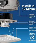 Parts of 50 CFM Bathroom Exhaust Fan With Modern Grille, Energy Star Certified, Quiet 2.0 Sones, Perfect For Small Bathrooms Up To 45 Sq Ft visible
