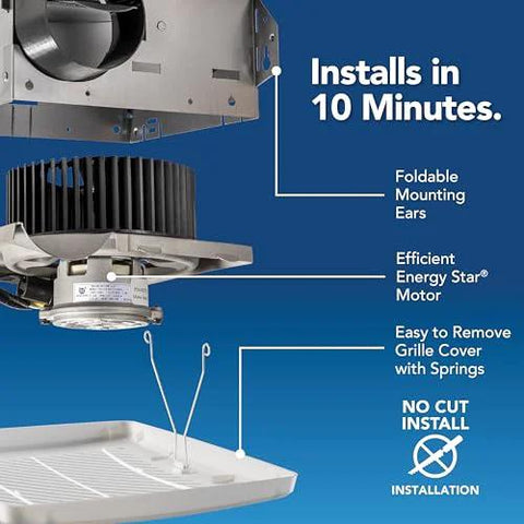 Parts of 50 CFM Bathroom Exhaust Fan With Modern Grille, Energy Star Certified, Quiet 2.0 Sones, Perfect For Small Bathrooms Up To 45 Sq Ft visible