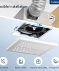 Two Pack Bathroom Exhaust Fans With 80 CFM, 1.0 Sones, Low Noise, Easy To Install, Ceiling Mounted Retrofit Ventilation Fans No Attic Access Needed UL Certified showing flexible installation features