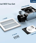 Two Pack Bathroom Exhaust Fans With 80 CFM, 1.0 Sones, Low Noise, Easy To Install, Ceiling Mounted Retrofit Ventilation Fans No Attic Access Needed UL Certified with grille and manual