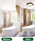 Bathroom Exhaust Fan With Light 80 CFM 2.0 Sones Quiet Ceiling Vent, showing before and after installation in a bathroom.
