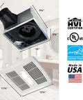Energy Star Bathroom Exhaust Fan With LED Light And Roomside Installation, 110 CFM, Quiet 1.0 Sones, White AE110L front view
