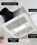 Energy Star Bathroom Exhaust Fan With LED Light And Roomside Installation, 110 CFM, Quiet 1.0 Sones, White AE110L in bathroom