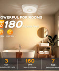 Bathroom Exhaust Fan With Light 160 CFM Quiet Vent 36W LED installed on ceiling above bathtub in bathroom