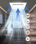 High-Performance Bathroom Exhaust Fan With Light From Welnek, 130 CFM Quiet 1.0 Sone, 6500K LED, 1200 Lumen, 9.8 by 9.8 Inch Housing in a bathroom.