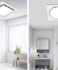 Quiet 118 CFM Bathroom Exhaust Fan With LED Light Ceiling Mount Vent Fan 4 Inch Duct installed in modern bathroom ceiling