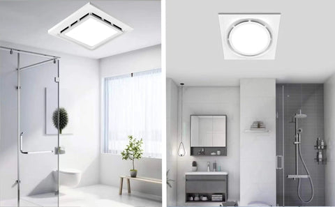 Quiet 118 CFM Bathroom Exhaust Fan With LED Light Ceiling Mount Vent Fan 4 Inch Duct installed in modern bathroom ceiling
