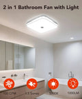Quiet 100 CFM Bathroom Exhaust Fan With Light And 1.5 Sones, 5000K LED Daylight 1000 Lumen installed on bathroom ceiling