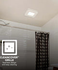 Installed Easy Retrofit Bathroom Exhaust Fan With LED Light That Handles Moisture And Odor, 80 CFM, Quiet 1.5 Sones, ENERGY STAR Certified