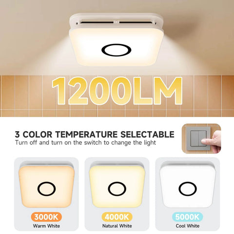 Powerful 2-In-1 Bathroom Exhaust Fan With Light For Quick Moisture Removal And Odor Control, 130 CFM Quiet 1.5 Sones, 1200-Lumen LED