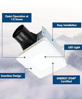 Easy Retrofit Bathroom Exhaust Fan With LED Light That Handles Moisture And Odor, 80 CFM, ENERGY STAR Certified