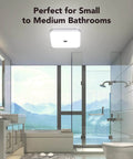 Quiet 100 CFM Bathroom Exhaust Fan With Light And 1.5 Sones installed in modern bathroom ceiling
