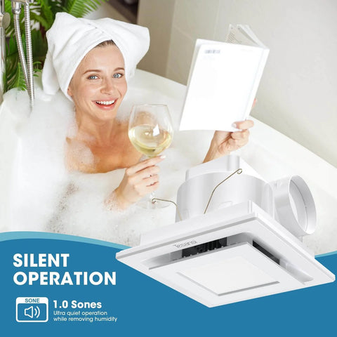 100 CFM Bathroom Exhaust Fan With 3CCT LED Light, Ultra Quiet 1.0 Sone, Easy Retrofit No Attic Access Needed, Powerful Ventilation For Up To 100 Sq Ft Bathrooms, Moisture And Odor Control Tesansi.