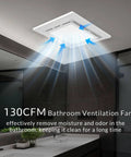 High-Performance Bathroom Exhaust Fan With Light From Welnek, 130 CFM Quiet 1.0 Sone, installed in modern bathroom ceiling