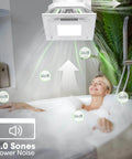 120 CFM Bathroom Exhaust Fan With Light Ultra Quiet 1.0 Sones Ceiling Mount Ventilation above bathtub