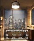 Ceiling-mounted Bathroom Exhaust Fan With Light 130 CFM Quiet Vent 1.5 Sones 47W 1100 Lumens for up to 130 sq ft bathroom