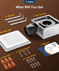 Quiet 110 CFM Bathroom Exhaust Fan With Light For Fresh Air, 1.0 Sones, 1000 LM LED, 5 CCT, ceiling mount kit components