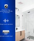 Whisper Quiet Ceiling Mount Bathroom Exhaust Fan With Heater For Instant Cozy Warmth And Fresh Air Slim DC ECM Motor Pick A Flow