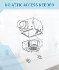 Ultra Quiet Bathroom Exhaust Fan 80 CFM 1.5 Sone No Attic Access Needed Energy Star Certified Ceiling Mounted installation diagram