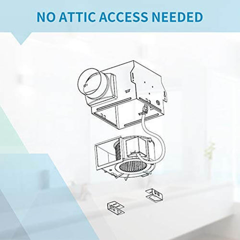 Ultra Quiet Bathroom Exhaust Fan 80 CFM 1.5 Sone No Attic Access Needed Energy Star Certified Ceiling Mounted installation diagram