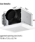 Quiet 110 CFM Bathroom Exhaust Fan With Metal Housing For Ceiling Mount, High Airflow, 4 Inch Duct, White Grille Shown
