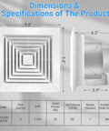 Quiet Bathroom Exhaust Fan With 90 CFM And 0.95 Sones For Fast Moisture Removal, 25W 110V Ceiling Mount specifications