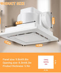 Super Quiet 120 CFM Bathroom Exhaust Fan With Light 6200K 12W LED Delivers Bright Daylight While Running At One Point Zero Sones Low Noise In A Square Ceiling Mount 4 Inch Duct Great For Shower Bathroom Laundry Room And Home Office By RLOZUI showing product dimensions and design