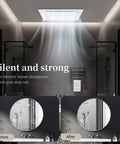 Ultra Quiet 110 CFM Bathroom Exhaust Fan With 10 Inch Panel No Light 8x8 Mount 4 Inch Duct in modern bathroom