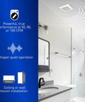 Whisper Quiet Pick A Flow Bath Exhaust Fan For Ceiling Or Wall Mount With DC ECM Motor, Energy Star Certified installed in bathroom
