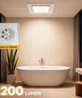Bathroom Exhaust Fan With Light, 12 Inch Ultra Quiet 1.0 Sones, shown installed in a modern bathroom ceiling above a bathtub