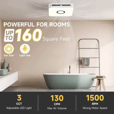 Bathroom with a Powerful 2-In-1 Bathroom Exhaust Fan With Light For Quick Moisture Removal And Odor Control, ceiling installed.
