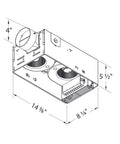 Technical diagram of Radiance 80 CFM Exhaust Bathroom Fan With Quiet Operation And Built In Thermostat Heater.