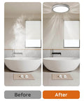 Comparison of bathroom before and after using Bathroom Exhaust Fan With Light 130 CFM Quiet Ceiling Mount Vent by Fitop for shower ventilation.
