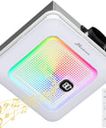 Do It All Bathroom Exhaust Fan With Bluetooth Speaker And LED Light Nightlight Remote 230 CFM 1.0 Sone Three Color Temperatures Seven LED Colors Easy Install White, showing front view with RGB LED light and remote control.