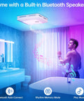 Installed Do It All Bathroom Exhaust Fan With Bluetooth Speaker And LED Light Nightlight Remote 230 CFM 1.0 Sone in modern bathroom