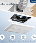 Ultra Quiet Bathroom Exhaust Fan 110 CFM Ceiling Mount Retrofit with low noise 1.5 sones easy install 4 inch duct UL certified