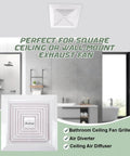 Front view of Universal 11x11 Inch Bathroom Exhaust Fan Cover With Spring Load Heavy Duty Plastic Grille for ceiling installation.