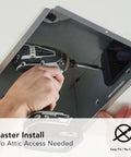 Easy Roomside Installation 110 CFM Bathroom Ventilation Fan Keeps Mirrors Crystal Clear And Quiet 3.0 Sones For Bathrooms Up To 105 Sq Ft White Broan NuTone being installed without attic access