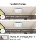 Humidity sensor modes for Must-Have 3-In-1 Bathroom Exhaust Fan With Light And Humidity Sensor, Auto On At 60 Percent Humidity