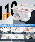 Super Quiet Ceiling Mount Bath Exhaust Fan With Light 110 CFM 1 Sones 4 Inch Duct Shower Vent And LED Light 6500K diagram