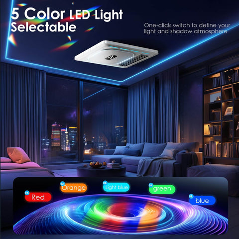 Bathroom Exhaust Fan With Bluetooth Speaker And Heater By BSEED 1800W Dual Heat 230 CFM Vent 3 CCT Plus 5 Color RGB Lighting